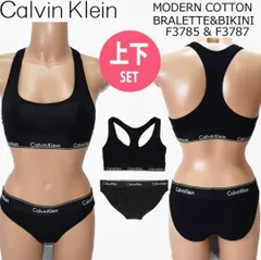 【新品】未使用[カルバンクライン] ck レディース ブラ&ショーツ セット スポーツ ジム 筋トレ 運動 無地 女性用 下着 F3785+F3787 BLACK_BLACK(008) S [並行輸入品]《ck-001-s》