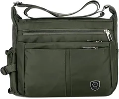 Amuself ショルダーバッグ メッセンジャー トート メンズ レディース A4 斜め掛け 肩掛け カジュアル アウトドア 防水 軽量 大容量( カーキ)