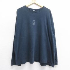 スピリットジャージー ロゴ 長袖 クルーネック リブ袖 無地 XL 紺 綿 