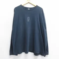XL/古着 ギャップ GAP 長袖 ビンテージ Tシャツ メンズ 90s ビッグロゴ 大きいサイズ コットン クルーネック 濃紺 ネイビー spe 25jun16 中