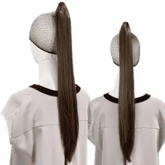 Luce brillare ポニテールウィッグ クリップ ストレート エクステ レディース ウィッグ グラデーション ハイライト ロング 短い 30cm 40cm 50cm 60cm 耐熱 子供 キッズ 髪飾り カラフル メ [ベージュブラウン] [60cm]