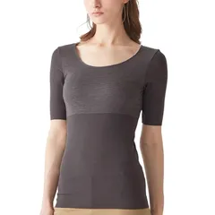 【新品】 [グンゼ] あったかインナー ホットマジック 【集中保温】 薄手で暖かい 吸湿発熱 裾シームレス 半袖 5分袖 MH9448R レディース チャコールグレー M 0