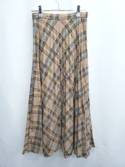 ◇ ⊆ GAP ギャップ チェック柄 ロング丈 プリーツ スカート サイズ0 ライトブラウン系 マルチ レディース E  【1410230012992】