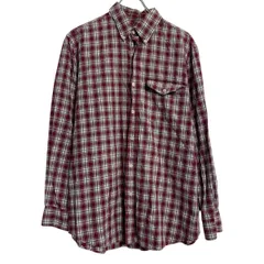 CHAPS 長袖 チェックシャツ M レッド ホワイト チャップス ボタンダウン 胸ポケット カジュアルシャツ 古着卸 アメリカ仕入 a701-5610のサムネイル