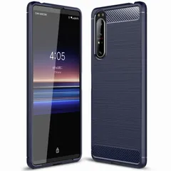 Xperia 1 II ケース SO-51A SOG01 エクスペリア１ マーク2  カーボン調 薄型 耐衝撃 ソフト ケース 【Color】 ネイビーのサムネイル