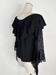 《新品》社交ダンス　レース　バックフレアフリル　袖フリル　トップス　衣装　②