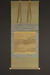 美品 掛け軸 応章作 河辺人物図 川床 納涼 夏掛 京都