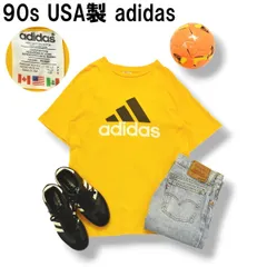 【デカロゴ】 90s ヴィンテージ USA製 アディダス adidas パフォーマンス ロゴ Tシャツ S イエロー メンズ