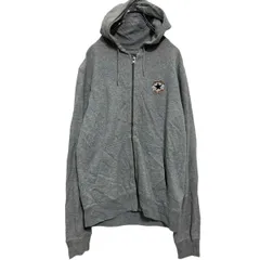 Converse ジップアップ ロングスウェット パーカー S グレー コンバース 裏起毛 古着卸 アメリカ仕入 a609-5965