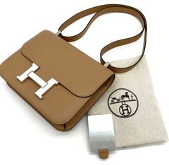 【鑑定済み】正規品 エルメス HERMES コンスタンス1 ミロワール24 エプソン チャイ クレ/シルバー金具 U刻印