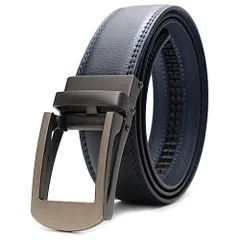 ネイビー_ウエスト90cmまで対応 [BEEL] ベール ベルト メンズ 牛革 両面牛革 オートロック式ベルト レザー 紳士 穴無し 大きいサイズ ビジネス スーツ カジュアル 【90cm】 プレーン ネイビー1