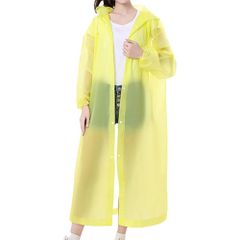 レインコート 使い捨て フード付き ロング 大人用 カッパ 雨具 通勤 通学 ボタン留め 着脱簡単 梅雨対策 軽量 半透明タイプ 非常用 防災 (イエロー) 【EVA素材を採用】