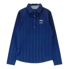 サイズ：M CALLAWAY キャロウェイ  長袖ポロシャツ 微起毛 ストライプ柄 ネイビー系 [240101461818] ゴルフウェア レディース ストスト