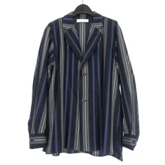 エトセンス ETHOSENS × Lui's 20AW マルチストライプテーラードシャツジャケット ブレザー 2 ネイビー 紺 EC220-22のサムネイル