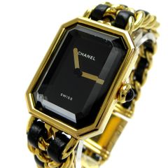 シャネル プルミエール レディース Sサイズ ゴールド 黒文字盤 時計 CHANEL PREMIERE クォーツ 婦人 稼動品 S
