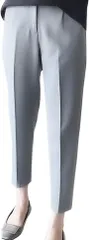 WEARBIE ウェアビー テーパード アンクルパンツ タックパンツ ストレッチ素材 伸びる 薄手 春夏 レディース 8分丈 9分丈 細身 ウエストゴム オフィスカジュアル スーツ ボトムス ジャージ 無地 ストレスフリー(グレー,  2XL)