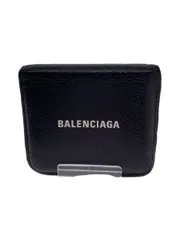 BALENCIAGA 2つ折り財布 レザー ブラック 内側一部ハガレ有