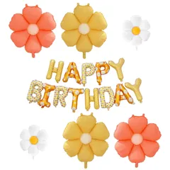 Motto Collection 誕生日 ガーランド 風船 バルーン HAPPY BIRTHDAY 文字バルーン 秋 あき レトロ 花 フラワー デイジー ヒナギク 誕生会 バースデー 結婚式 ウェディング パーティー イベント 忘年会 学園祭 お祭り 卒業式