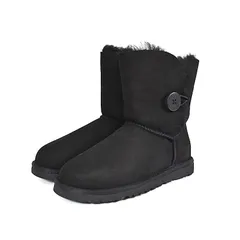■UGG W BAILEY BUTTON 5803 W アグ ムートンブーツ ベイリーボタン BLACK ブラック 黒 22.0cm US 5 EEEKEEE1TR