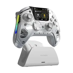 ManbaOne V2 PC コントローラー 多機能LCDディスプレイ付き Switch2 コントローラー ドリフト防止ホールスティック ホールトリガー 連射機能プロコン PC/Switch2/Android/iOS対応 ゲームパッド 1800mAh大容量バッ