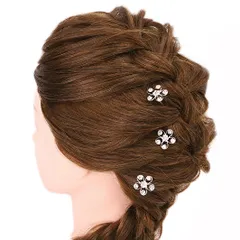 髪飾り Ｕピン 可愛い かんざし 簪 キラキラ パール ラインストーン 花 3点セット 黒留め 訪問着 フォーマル 着物 和装 振袖 成人式 結婚式 卒業式 入園式 卒園式 謝恩会 七五三パーティー W16 003-276 ｐ942　Si