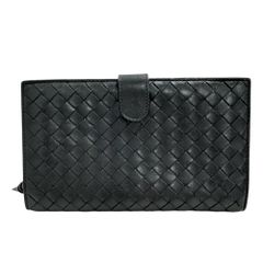 【BOTTEGAVENETA/ボッテガヴェネタ】イントレチャート ラウンドウォレット 二つ折り財布 レザー ブラック ユニセックス 【中古】【真子質店】【BL】