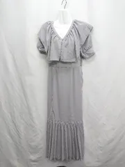 ◇ ◎●未使用● ⊂ rienda リエンダ ビックカラーマーメイド 半袖 ロング ワンピース サイズM グレー系 レディース E  【1410100025404】