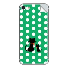 iPhoneSE2/15他 スキンシール 親子猫白ドット-グリーン 裏面 bo