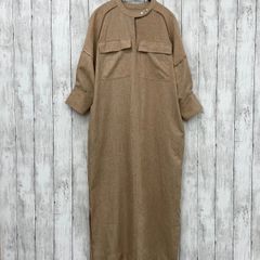 【 KBF+ 】ケービーエフプラス リネンライク UTILITY ワンピース  ベージュ