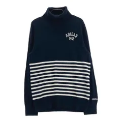 サイズ：L ADIDAS GOLF アディダスゴルフ  ウール混 タートルネックニットセーター ボーダー柄 ネイビー系 [240101481164] ゴルフウェア レディース ストスト