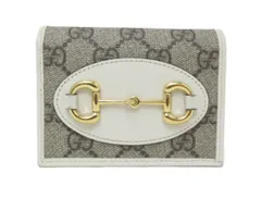 GUCCI/グッチ　ホースビット コンパクトウォレット　621887　ブラウン/ホワイト　二つ折り財布　【中古】