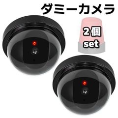 防犯カメラ ダミー 監視カメラ 屋内 屋外 LED 防犯対策 ２個セット ダミー防犯カメラ 小型 ドーム型 丸型 偽物 偽 電池式 セキュリティ 対策 天井 壁付け 屋根
