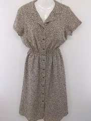 ◇ RAY CASSIN レイカズン 花柄 半袖 ロング ワンピース サイズF マスタード ブラック ベージュ レディース  【中古】 【1206130007059】