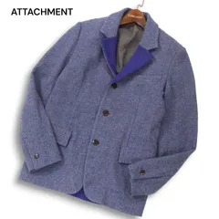 ATTACHMENT アタッチメント 秋冬 ニット切替★ 英国ウール ヘリンボン ツイード 3B テーラード ジャケット Sz.1　メンズ