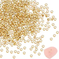 UNICRAFTALE 約400個 つぶし玉 カシメ玉 かしめ玉 304ステンレス ボールチップ ビーズチップ 24K金メッキ エンドビーズ 金具 クリンプエンド( ゴールド-400個,  1.5mm)