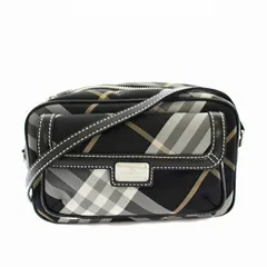 バーバリーブルーレーベル BURBERRY BLUE LABEL ショルダーバッグ ポシェット チェック柄 ナイロン 黒 ブラック 白 ホワイト ZAE08-110-09 /YT
