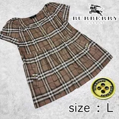 BURBERRY バーバリーロンドン チュニック ブラウス エポレットシャツ メガチェック ノバチェック 金ボタン サイズ L 半袖