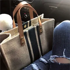 バッグ トート レディース ショルダー 2way ハンド 手提げ 肩掛け 斜めがけ 通勤 大容量 軽量 A4 ストライプ オフィス カジュアル おしゃれ きれいめ ビジネス M250418-355のサムネイル