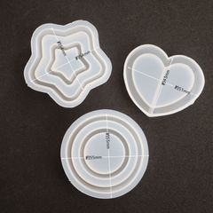 3個セット シリコン製  モールド シリコンモールド Wモールド ハート 星 丸 サークル シャカシャカレジン レジン道具 手芸 クラフト