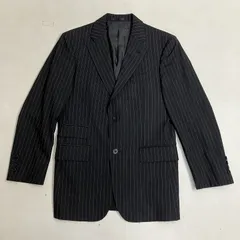 ◆ BURBERRY BLACK LABEL バーバリーブラックレーベル テーラードジャケット ストライプ 2B スーツ スーパー100`s 古着 三陽商会 ブラック サイズ36 メンズ 0.56kg