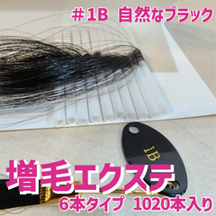 増毛 エクステ 35cm ＃1B 自然なブラック [ 1本の髪の毛に4本の毛を取り付けるタイプ × 250ループ ]  1,000本入り