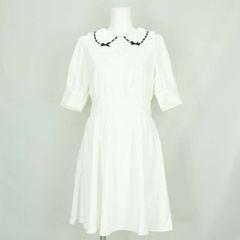 ■美品■アンクルージュ Ank Rouge ワンピース ラウンドカラー ミニ ショート 五分袖 フレアスカート【8996】