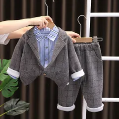 ☆ ダークグレー ☆ 110CM ☆ フォーマルスーツ キッズ mw9530201 フォーマルスーツ キッズ カジュアル パンツスーツ フォーマル スーツ カジュアルスーツ ジャケット ズボン パンツ シャツ ストライプシャツ 子供服 子ども服 男の子 子供