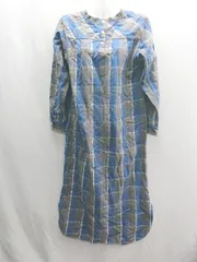 ◇ ⊇ ◎ BEAMS BOY ビームス ボーイ 綿 チェック柄 長袖 ロング ワンピース サイズ 表記なし グレー系 レディース E  【1409240028321】