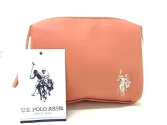 ■美品■ U.S. POLO ASSN. ユーエスポロアッスン レザー ポーチ マルチケース 小物入れ サーモンピンク系×アイボリー系 DE5429のサムネイル