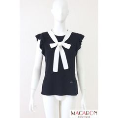 FOXEY　ロゴ刺繍入りコットンTシャツ　40805　グリーン/緑　2020年商品　売れ筋商品|||フォクシー FOXEY ロゴ刺繍入りコットンTシャツ 40805 グリーン/緑 2020年