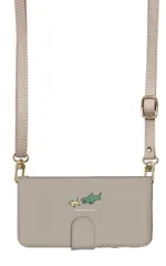 iPhone15Pro  ケース 手帳型 iPhone15 プロ スマホケース スマホショルダー レザー ストラップ サメ 鮫 猫 手描き イラスト かわいい 調節可能 130cm  カラー01