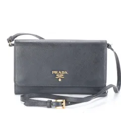 極美品 プラダ サフィアーノ レザー 2WAY 斜め掛け ショルダー ロング ウォレット 長財布 ラウンドファスナー レディース RRE BR10-6【中古】