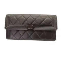 ≪値下げ≫【中古】CHANEL シャネル A80286 ボーイシャネル グレインドラムスキン キャビア キャビアスキン ブラック 黒 シャネルロゴ 金具ブラック 長財布 マトラッセ ココマーク 財布 レザー A2406338【無料ギフトラッピング承ります】