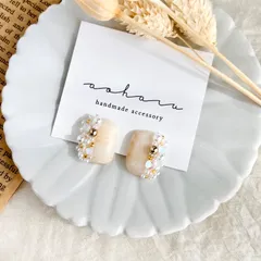 ウェディング パール ビジュー ピアス/イヤリング